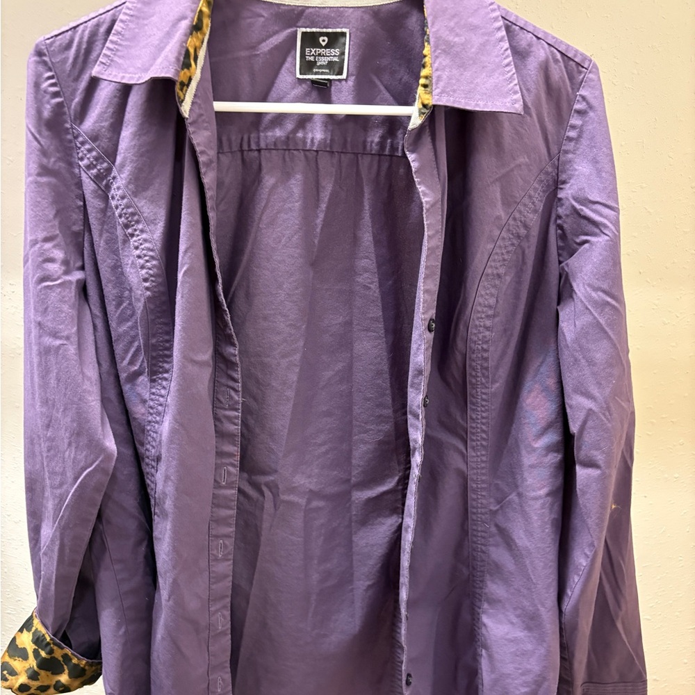 Express Lavender Women's Blazer with Leopard Accents
